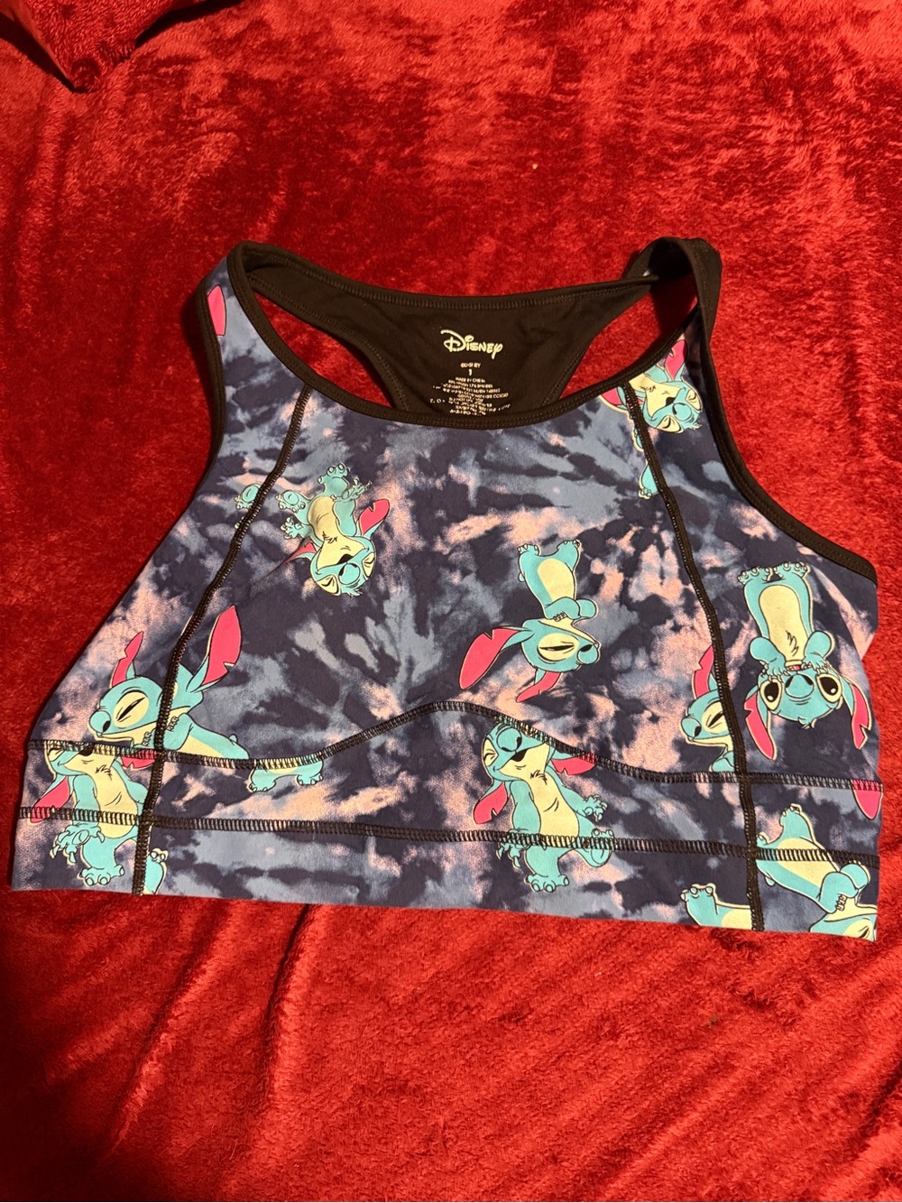 Disney Blue Stitch Print Sports bra